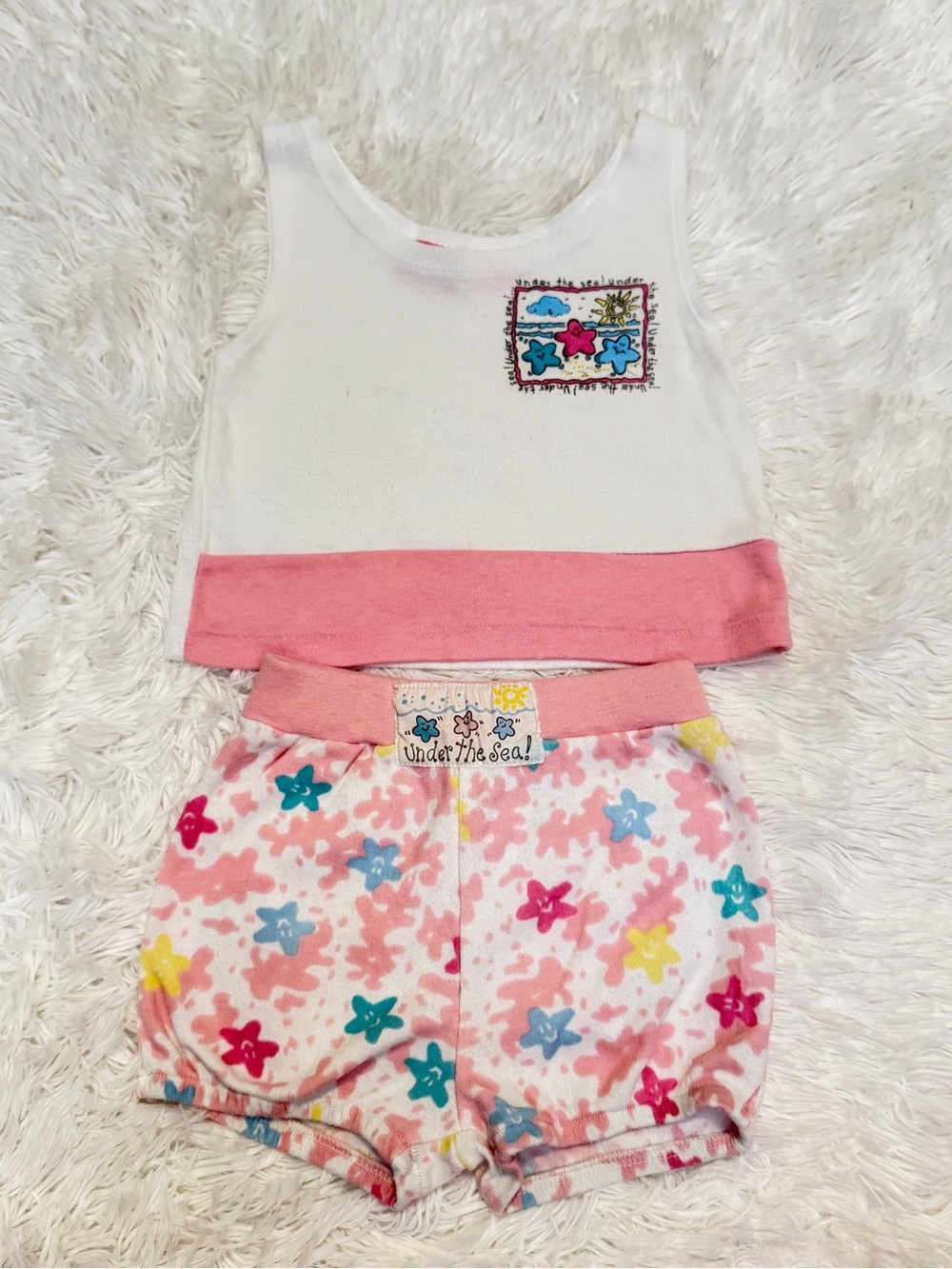 VTG 90s Petite Club Under the Sea Starfish Top & Bloomers Set 18M